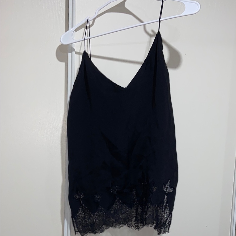 Chic Black Lace Hem Cami Top